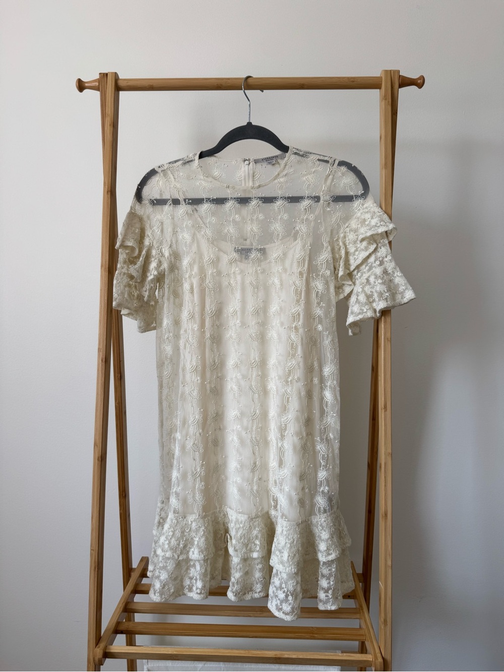 All Saints Cream Lace Mini Dress